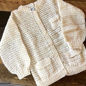 Beautiful San Angelo Boho Hip Vintage Crochet Cardigan Sweater